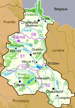 Carte de la rgion Champagne Ardenne
