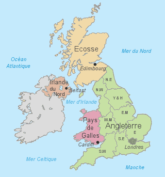 Carte du Royaume-Uni de Grande-Bretagne et d'Irlande du Nord