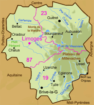 La carte du Limousin