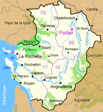 Carte de Poitou Charentes