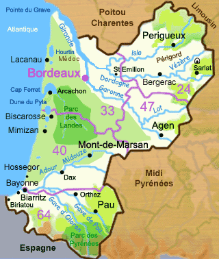 carte de l'Aquitaine