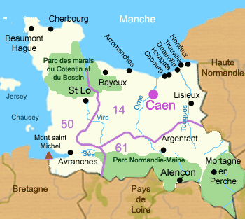 Carte de la région Basse-Normandie