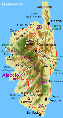 Carte d'le de Corse