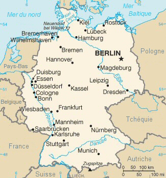 Carte de la république fédérale d'Allemagne