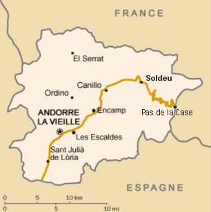 Carte de la Principauté d'Andorre
