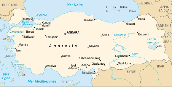 Carte de la rpublique de Turquie