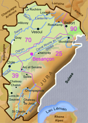 Carte de Franche Comté
