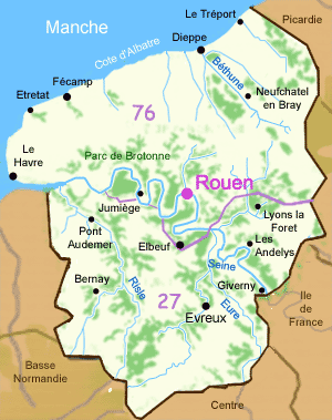 Carte de la région Haute Normandie