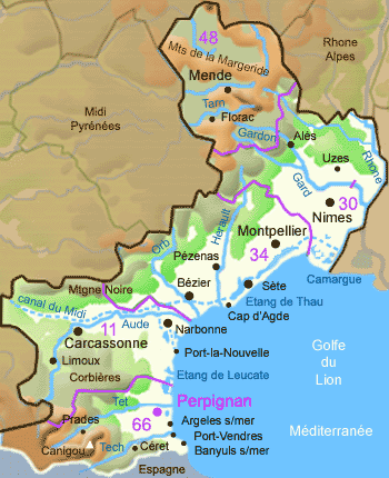 carte languedoc roussillon avec villes