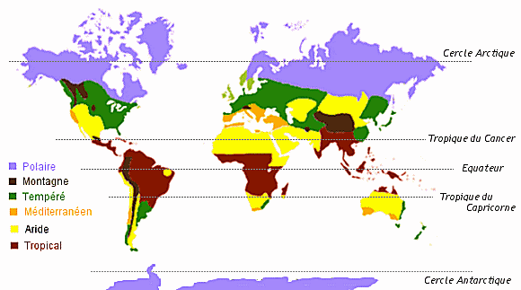 les grandes zones climatiques