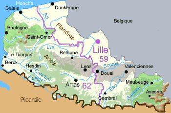 Carte de la région Nord Pas de Calais
