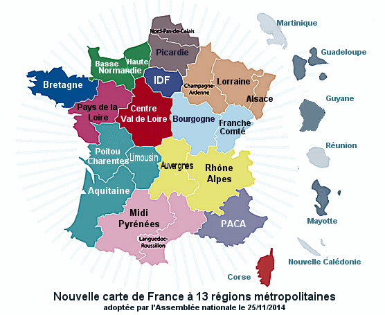 La carte des nouvelles rgions de France