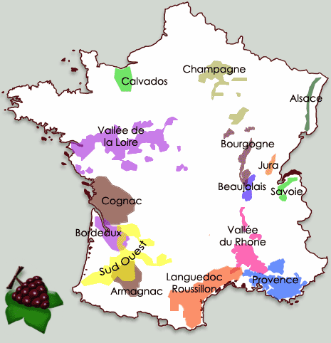 carte des vignobles de France