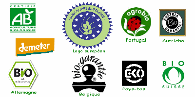 différents logos européens pour les produits biologiques