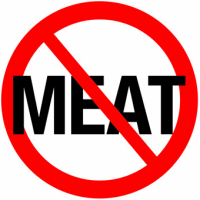 Le Logo du mouvement végétarien No Meat traduit en français par Pas de Viande